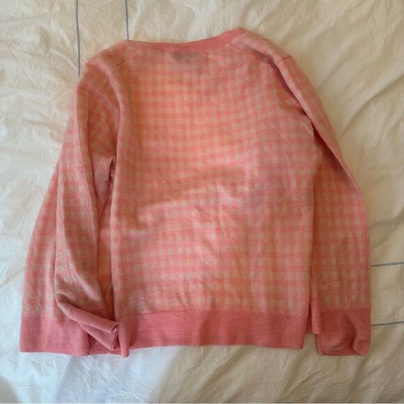 J. Crew Pink Gingham Cashmere Cardigan - Picture 5 of 8
